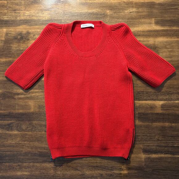 See by Chloe Women’s 4 Sweater Knit Top Pullover Short Sleeve Wool Blend Red - Picture 1 of 10